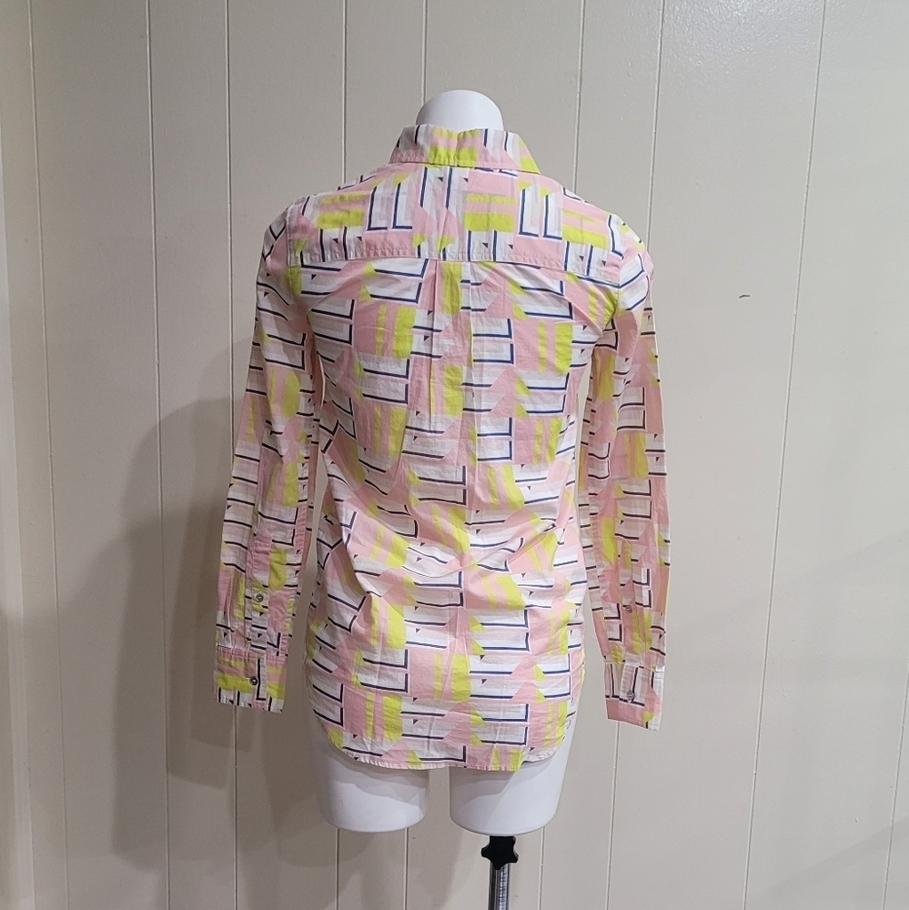 J Crew Bright Pastel Button Down Shirt  Women's Sz XXS- NWT - Picture 2 of 10